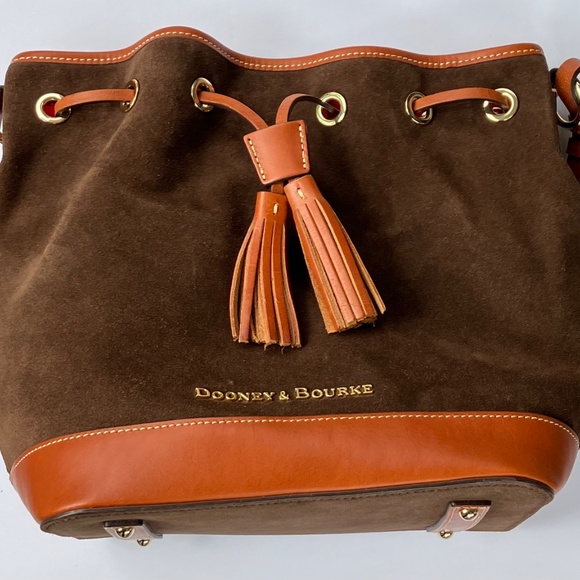 Dooney & Bourke Chocolate Suede Drawstring Bucket Bag - Picture 3 of 16